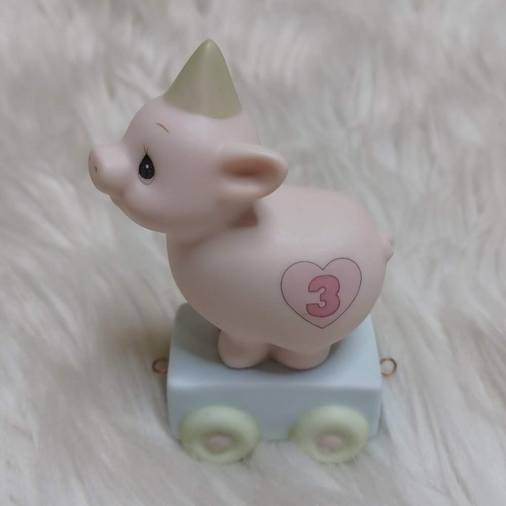 Precious Moments Birthday Train "Heaven Bless Your Special Day" pig 3rd birthday